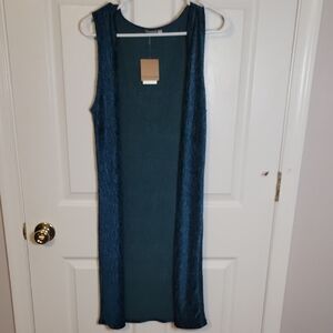 EARTHBOUND S Sleeveless Blue Open Cardigan/vest